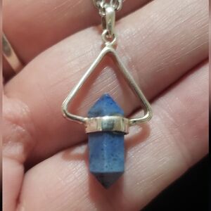 Dumortierite Crystal Point Pendant Necklace ~ 925 Sterling Silver